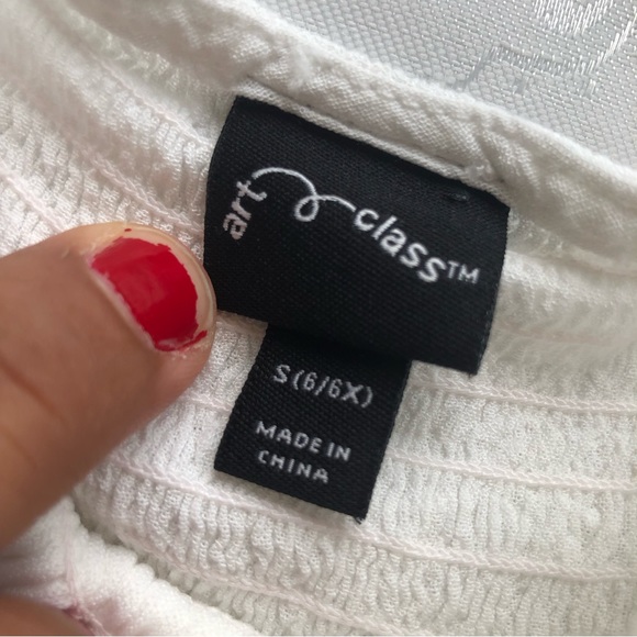 Art Class White Flare Dress Girls Size S(6-6X) Short Sleeves Elastic Knee/High - Picture 3 of 16